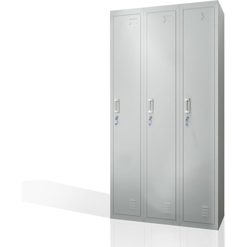 Armoire à casiers, Gris, 90 x 180 cm 3 compartiments, Vicco