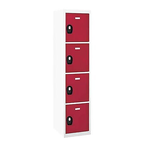 Vestiaire Colonne 4 cases - Elément suivant - gris/rouge - Maxiburo