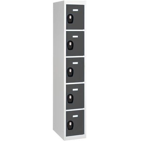 Vestiaire Colonne 5 cases - Elément départ - gris anthracite - Maxiburo