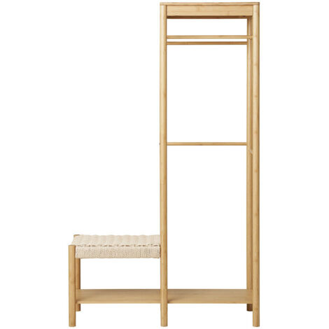 Vestiaire d'entrée en bambou et corde H165cm - Bois clair - Ember