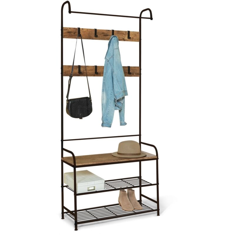 Idmarket - Vestiaire d'entrée pedro 79 cm bois et noir design industriel