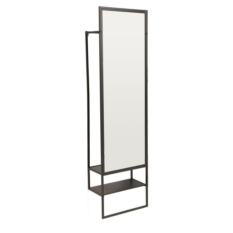 Vente-unique - Vestiaire en métal avec penderie, miroir et 1 étagère - Noir - isaly