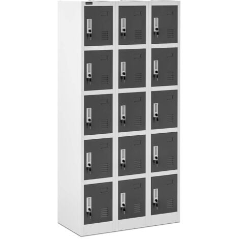 Vestiaire Métallique 15 Portes Armoire Acier Casier Industriel 30 Clés ≤ 200 kg