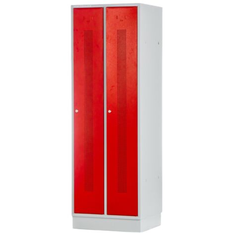 Vestiaire métallique 2 portes rouges perforées MW Tools KL20R