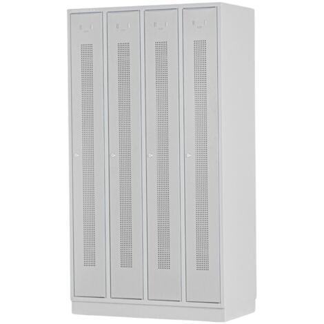 Vestiaire métallique 4 portes grises perforées MW Tools KL40G