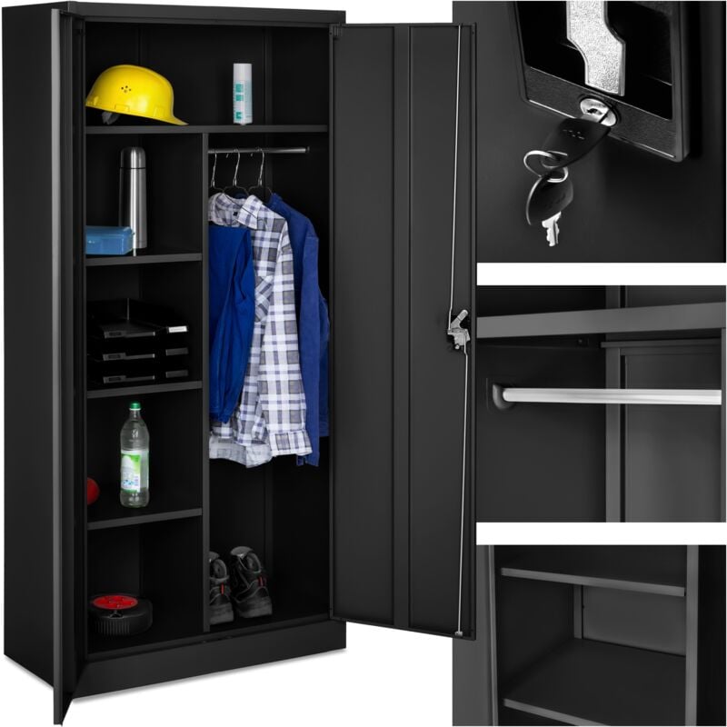 Vestiaire en métal en Acier lâqué époxy avec 2 Portes battantes renforcées 180 x 80 x 40 cm
