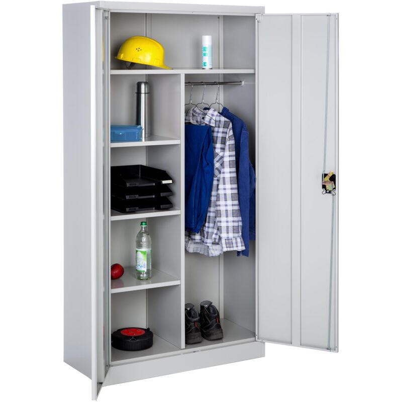 Vestiaire en métal en Acier lâqué époxy avec 2 Portes battantes renforcées 180 x 90 x 40 cm