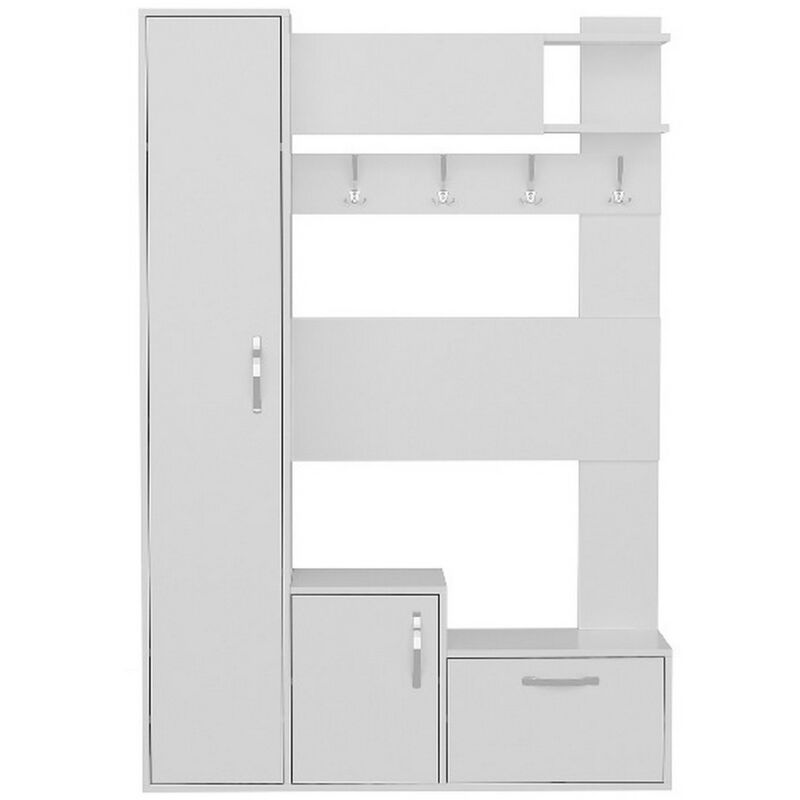 Homemania - Meuble d'Entrée Seina, Panneau Aggloméré Mélaminé, Blanc, 125x35x184 cm