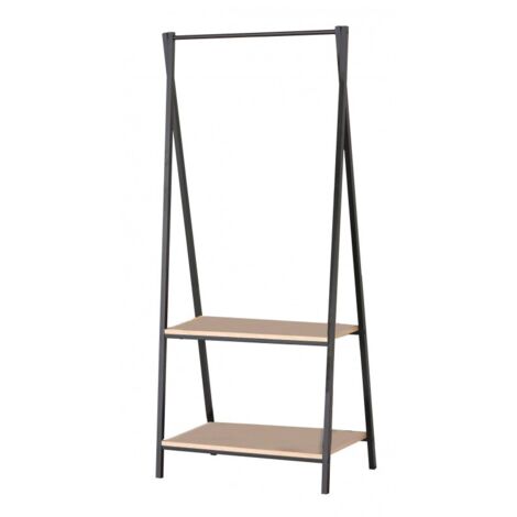 Vestiaire penderie 60x40x150 cm décor naturel et noir - ENORA