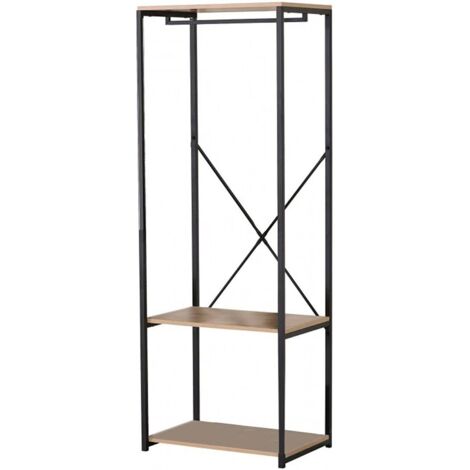 Vestiaire penderie 60x40x167 cm décor naturel et noir - ENORA