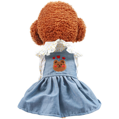 Vestido a cuadros para perros pequeños, gatos, niñas, primavera y verano, bonito vestido de princesa para cachorros, trajes para perros-M