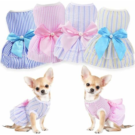 Vestido de perro para perros pequeños, Chihuahua Yorkie vestidos ropa para niñas perros lindo cálido hembra mascota falda traje taza de té rosa verano vestido disfraz gato ropa perro raza (M)