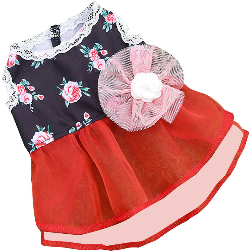 

Vestido para perros Falda para perros Falda floral para perros Vestido elegante de verano para perros pequenos medianos grandes Mascotas, Rojo-XS