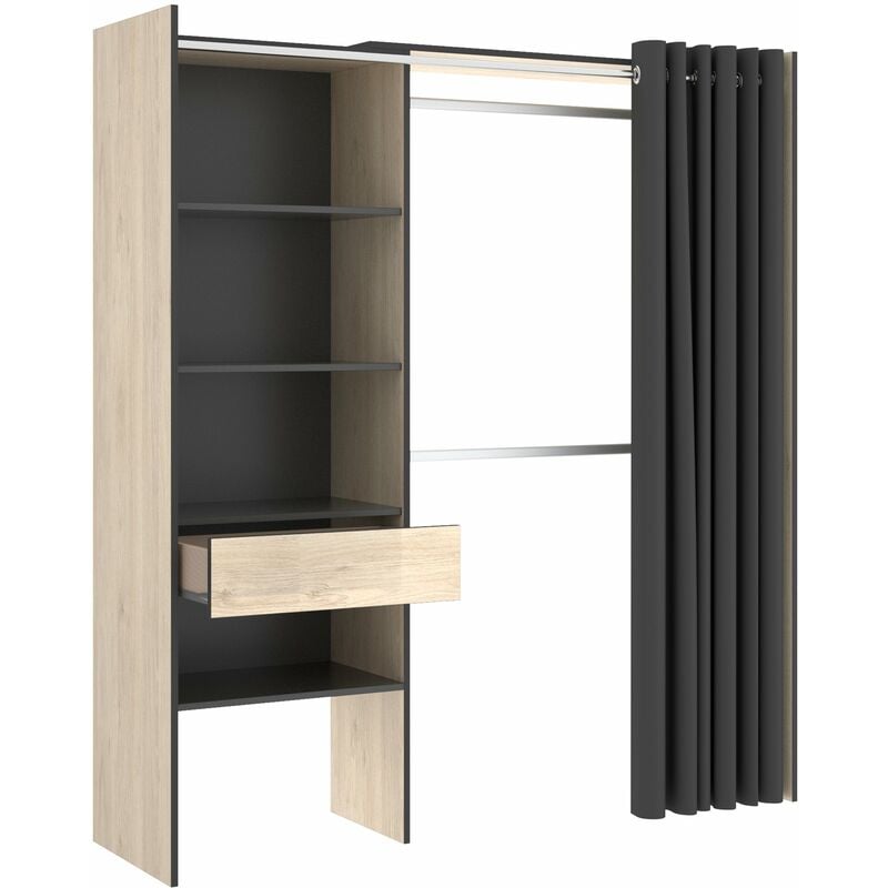 

Vestidor 1 cajon 1 cortina Ropero Infantil extensible de 160-110 cm , cortina incluida