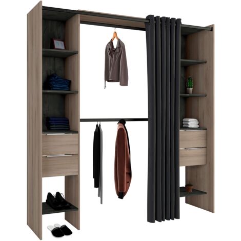 Vestidor Abierto Dana Color kronberg y Sidewalk Habitación Moderna 203x115-190x50cm