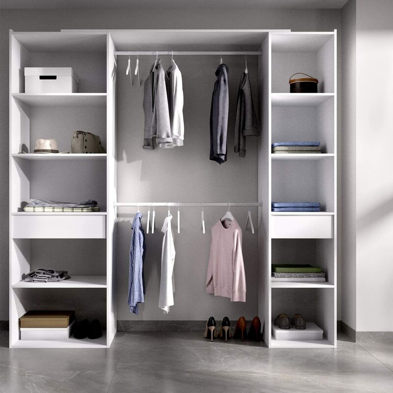 

Vestidor almacenaje de Ropa blanco con BALDAS Y CAJONES medidas: Alto: 203 cm x Fondo: 50 cm x Ancho: 200 cm