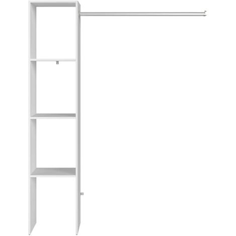 Vestidor con 3 estantes + 1 armario de diseño y práctico blanco ELYSEE