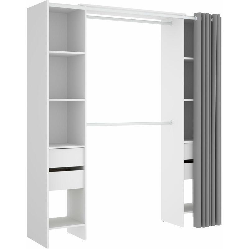 

Mirakemueble - Vestidor con 4 cajones y cortina Suit Blanco