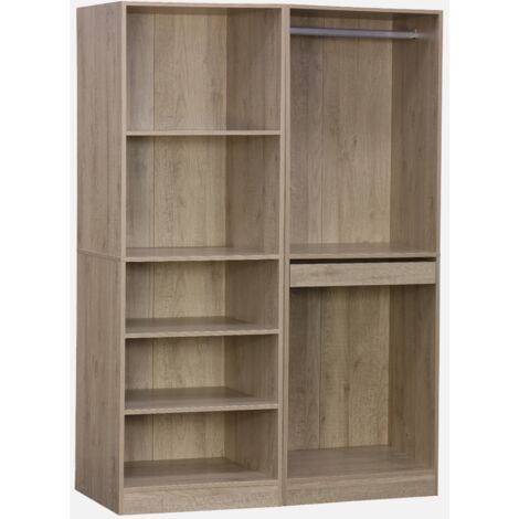 SWEEEK Vestidor con 5 estantes, una barra de colga y portapantalones