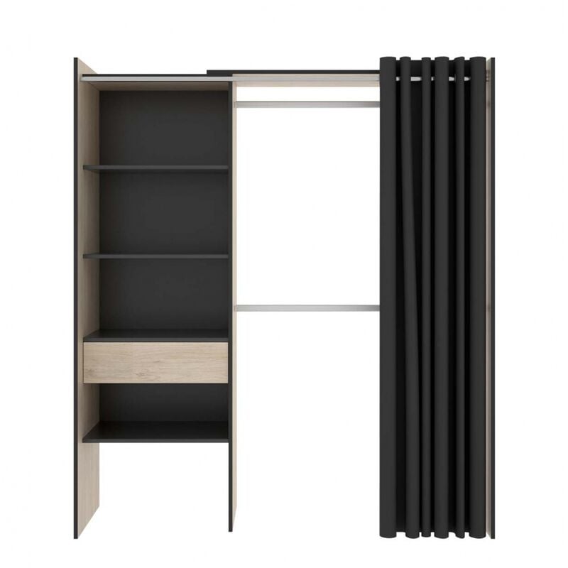

VESTIDOR CON CAJON Y CORTINA ISTAR - Grafito / Natural - Grafito / Natural