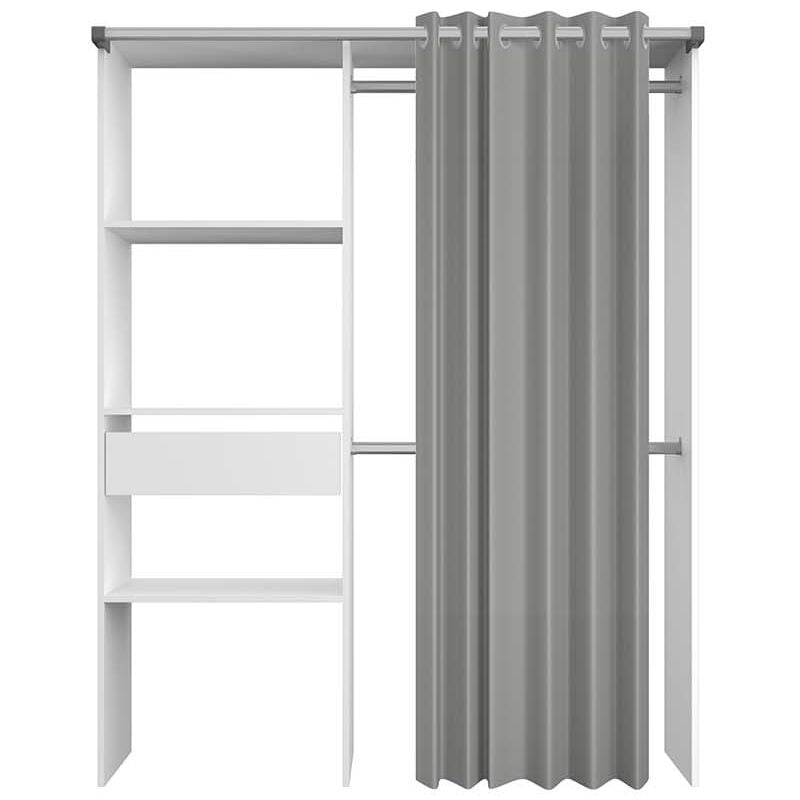 

Paris: Vestidor 1 cortina + 4 estantes + 2 armarios + 1 cajón - Blanco