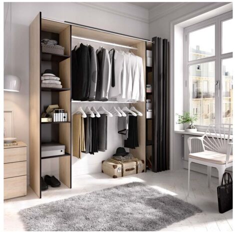 VESTIDOR CON CORTINAS BASTET - Grafito / Natural