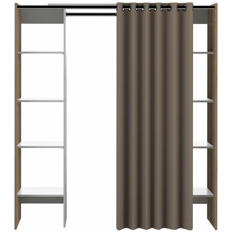 

Vestidor de dos columnas TOM roble natural y topo, 185.3 x 50 x 182 - roble natural y topo