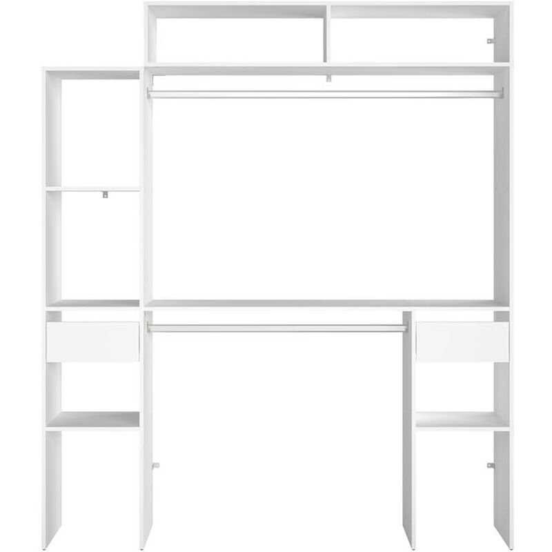 

Elysee: Vestidor extensible 2 armarios + 4 estantes + 2 cajones - Blanco