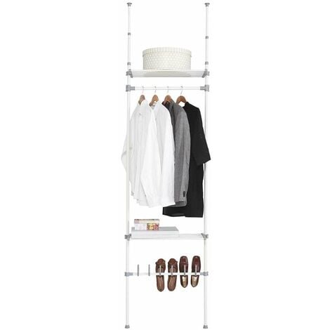 Vestidor para dormitorio 2 baldas y zapatero acabado blanco 240/280cm(alto) 68cm(ancho) 25cm(fondo) Color BLANCO