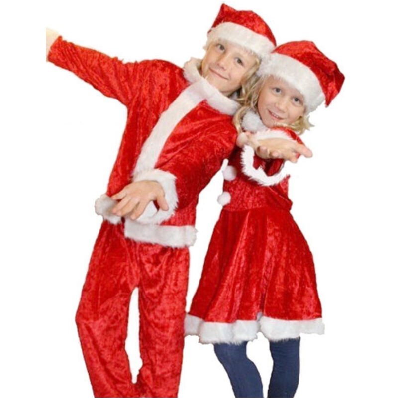Image of Vestito Completo Abito Natalizio Per Bambini e Bambine 4-6/7-9 Anni Rosso - - Trade Shop Traesio