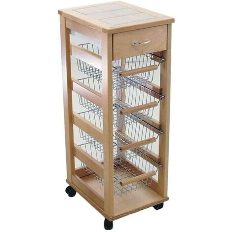 VESUVIO CARRELLO DA CUCINA IN LEGNO NATURALE 29 X 34 XH 84 CM