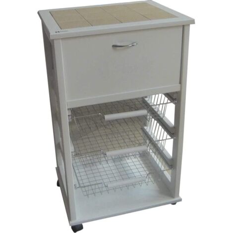 VESUVIO CARRELLO PORTAPANE 85X49X39 CM IN COLORE BIANCO