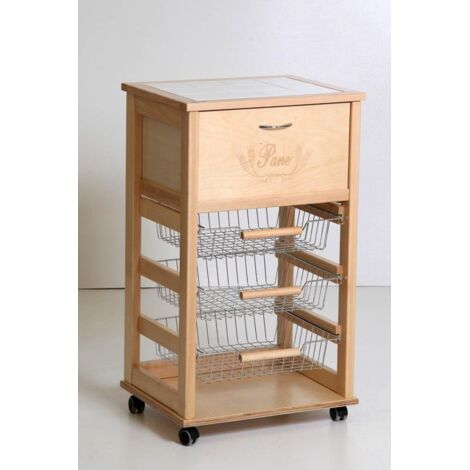 VESUVIO CARRELLO PORTAPANE 85X49X39 CM IN COLORE NATURALE OKX