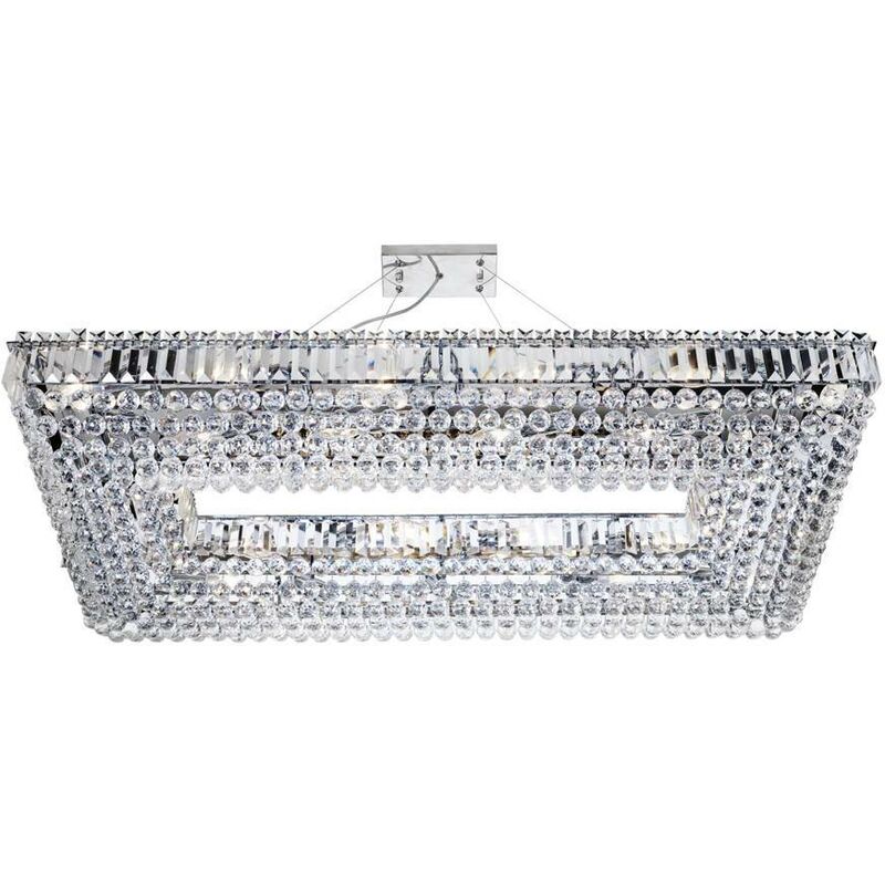 Image of Searchlight - Vesuvius - 24 Light Ceiling Pendant Chrome with Crystals - Rectangle Frame, E14