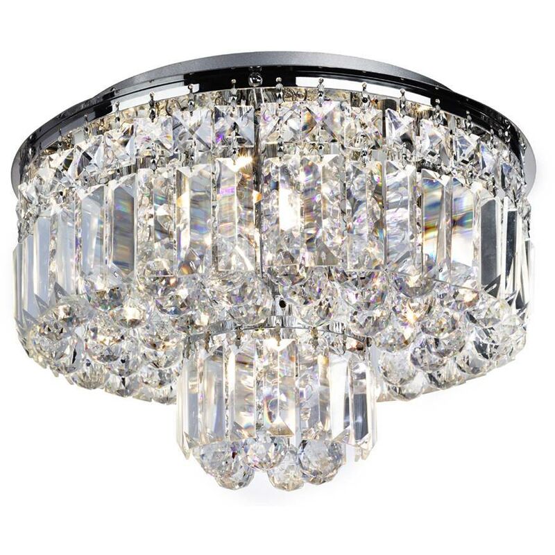 Hayley - 5 Light Flush Ceiling Light Chrome, Crystal, G9 - Searchlight