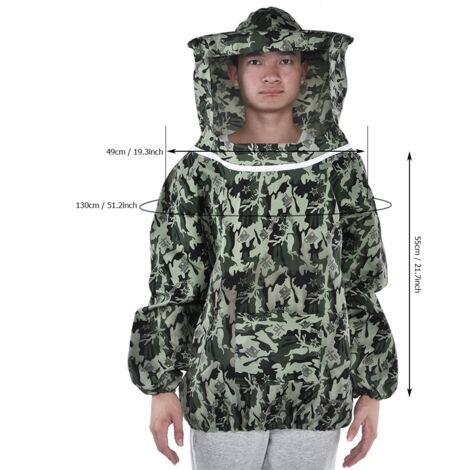Vêtement de protection pour apiculture [Polyester respirant] avec casquette intégrée et voile - Taille ajustable (150-185cm)