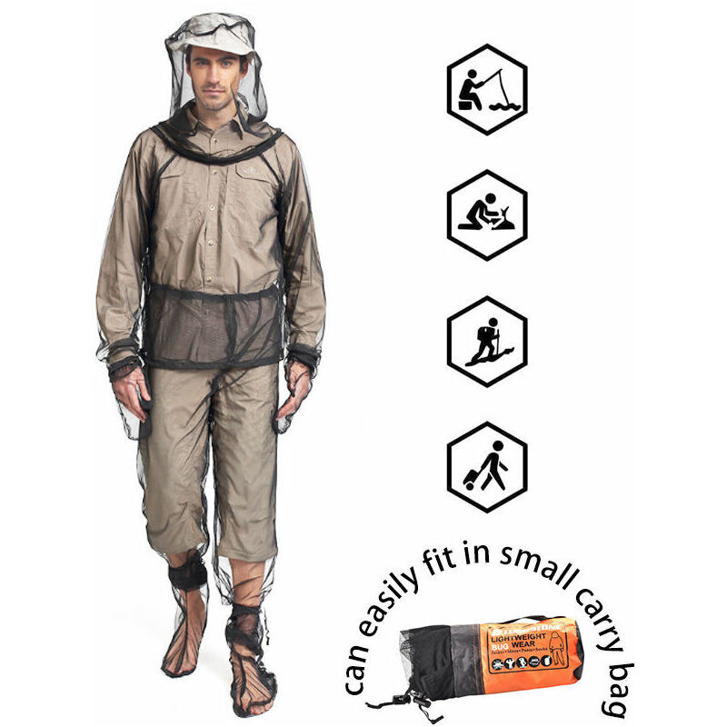 Vêtements anti-moustiques Costume anti-moustiques à capuche Pantalon en maille Veste en maille pour l'extérieur et le camping (XL)