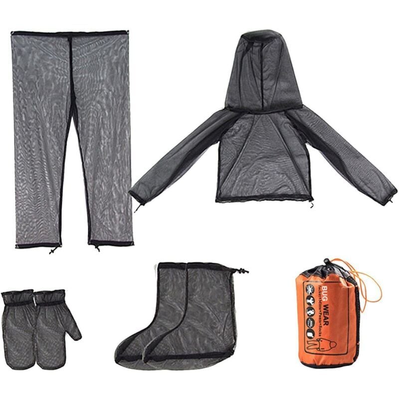 SNQ - Vêtements complets Anti-tiques Combinaison en Maille Respirante avec Capuche et Sac de Rangement,Vêtements en Maille pour la pêche, Le