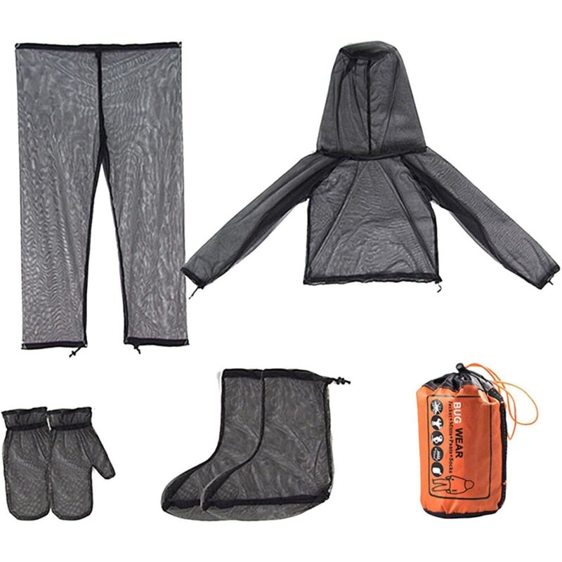 Vêtements complets Anti-tiques Combinaison en Maille Respirante avec Capuche et Sac de Rangement,Vêtements en Maille pour la pêche, Le Jardinage, la