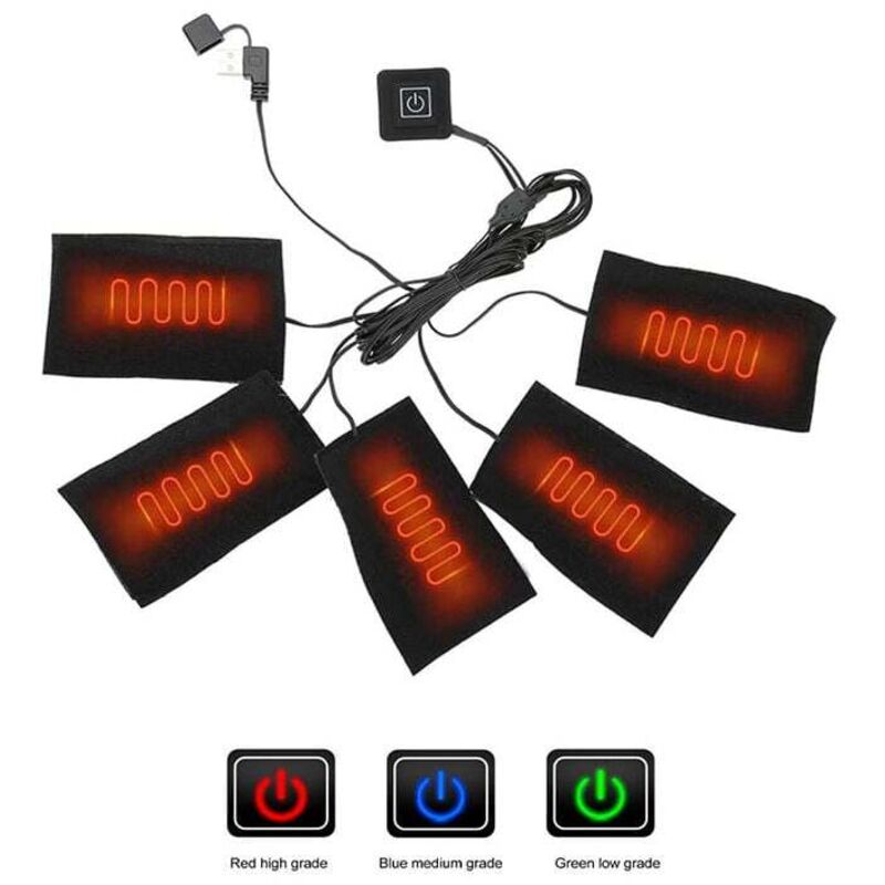 Vêtements Coussin Chauffant USB Électrique 5 Pcs Coussin Chauffant Élément Chauffant, 3 Vitesses réglable Outil de réchauffeur de température