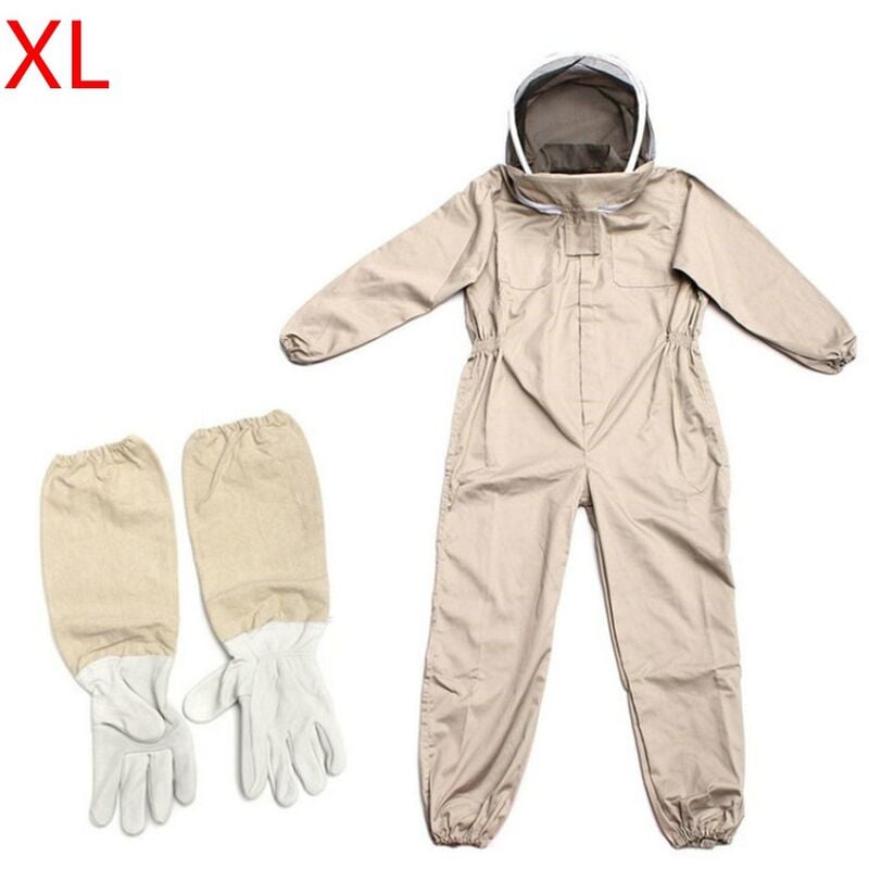 Ensoleille - Vêtements D'apiculture Avec Des Gants, Combinaison D'apiculteur En Coton Naturel Avec Voile D'escrime Unisexe (xl)