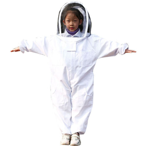 Vêtements D'apiculture, Blanc Vêtements d'apiculture protecteurs pour Enfants - Coton À Manches Longues, Protection De l'enfant Taille M 1,2 mètre hauteur recommandée 80-130cm