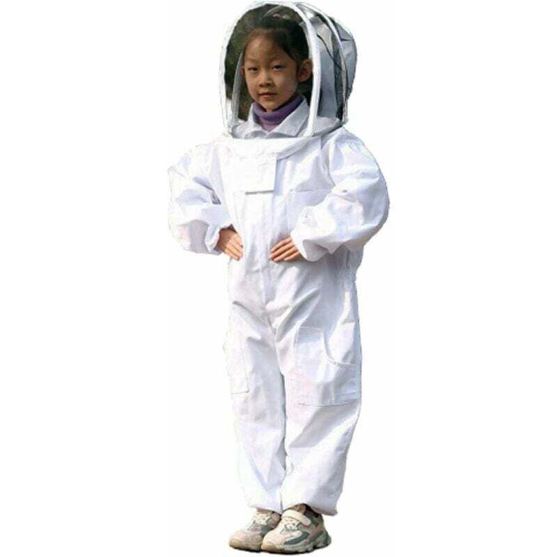 DPZO Vêtements D'apiculture, Blanc Vêtements d'apiculture protecteurs pour Enfants - Coton À Manches Longues, Protection De l'enfant Taille M 1,2