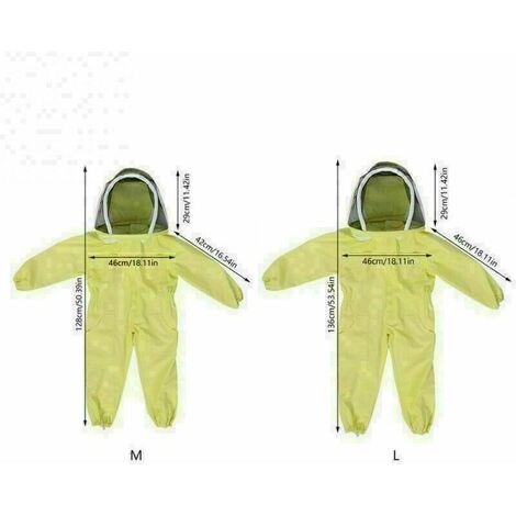 Vêtements d'apiculture pour enfants avec voile de protection Combinaison visiteur abeille professionnelle en coton à manches longues M L-blanc (M)