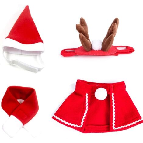 Vêtements de Noël pour chiens, cape de Père Noël, bonnet de Père Noël, écharpe, bonnet renne (ajustable)
