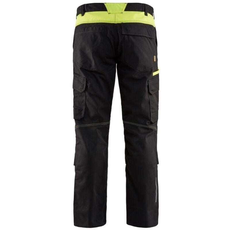 Pantalon de travail avec poches genouillères stretch 2D 1448 - Noir/Jaune 3XL - FR(54) - SE(C60) - Standards