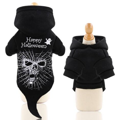 Vêtements d'Halloween pour animaux de compagnie, manteau à capuche en pur coton pour chats et chiens, automne et hiver, pour noël, pâques（XL）