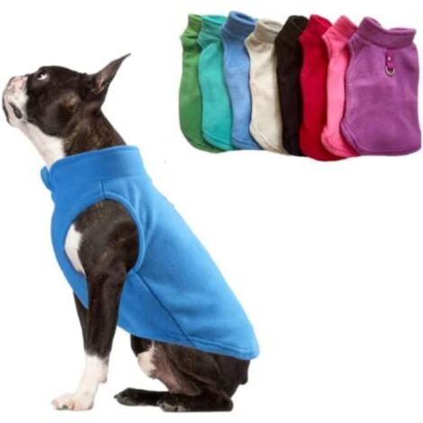 Vêtements pour animaux de compagnie - Gilet polaire bleu pour chiens - VModèle de col -Facile à mettre et à enlever