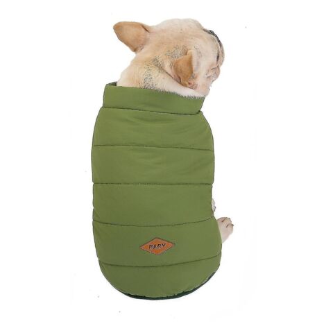 Vêtements pour bouledogue - Gilet en coton à boutons - Vêtements pour chiens - Accessoires pour animaux de compagnie - Taille L - Vert