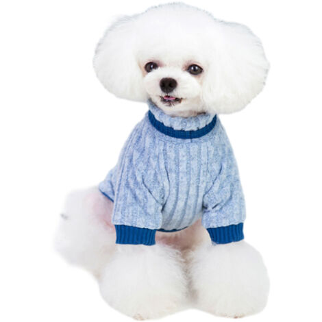 Vêtements pour chien, chemise polaire douce et chaude, pull en tricot pour animaux de petite et moyenne taille (bleu)